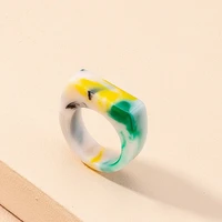 2021 new colorful transparent acrylic irregular marble pattern ring resin tortoise rings for men and women girls unisex jewelry