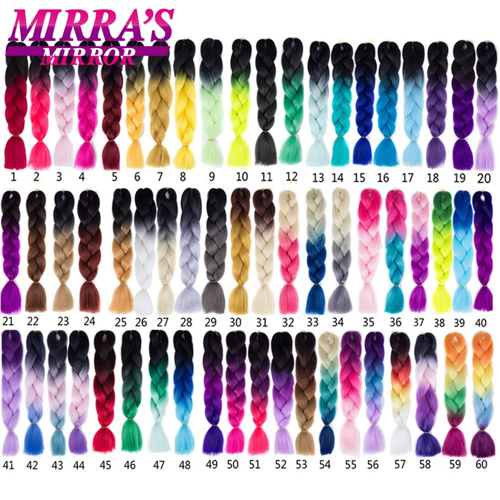 

Mirra's Mirror 24inch Jumbo Braids Pink PurpleOmbre Braidng Hair Two Tone Synthetic Hair Extensions