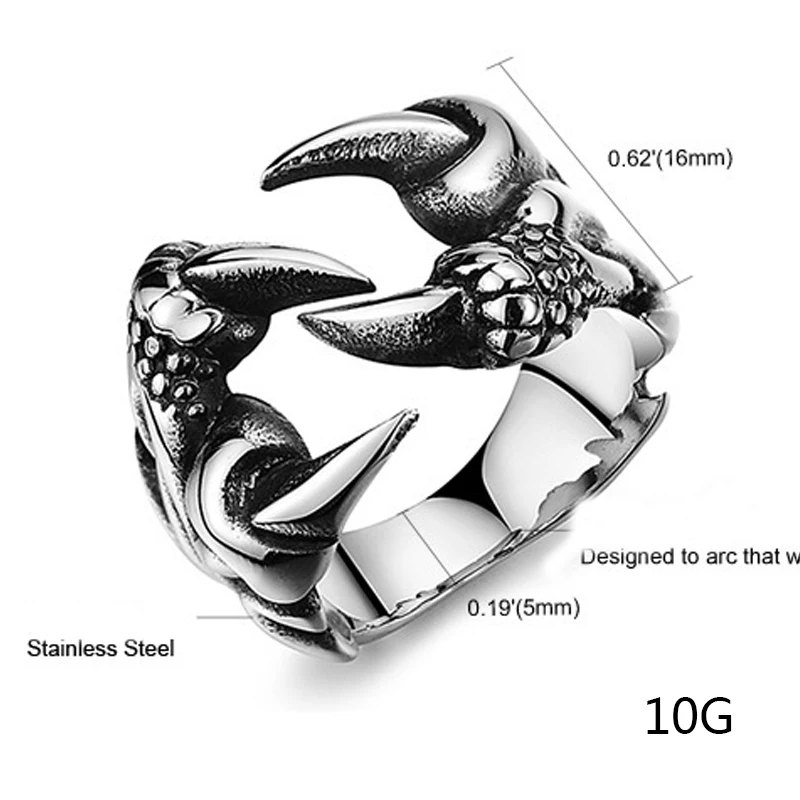 

Fashion popular creative domineering opening sharp dragon claw tail men's ring punk hip hop rock retro party jewelry wholesale