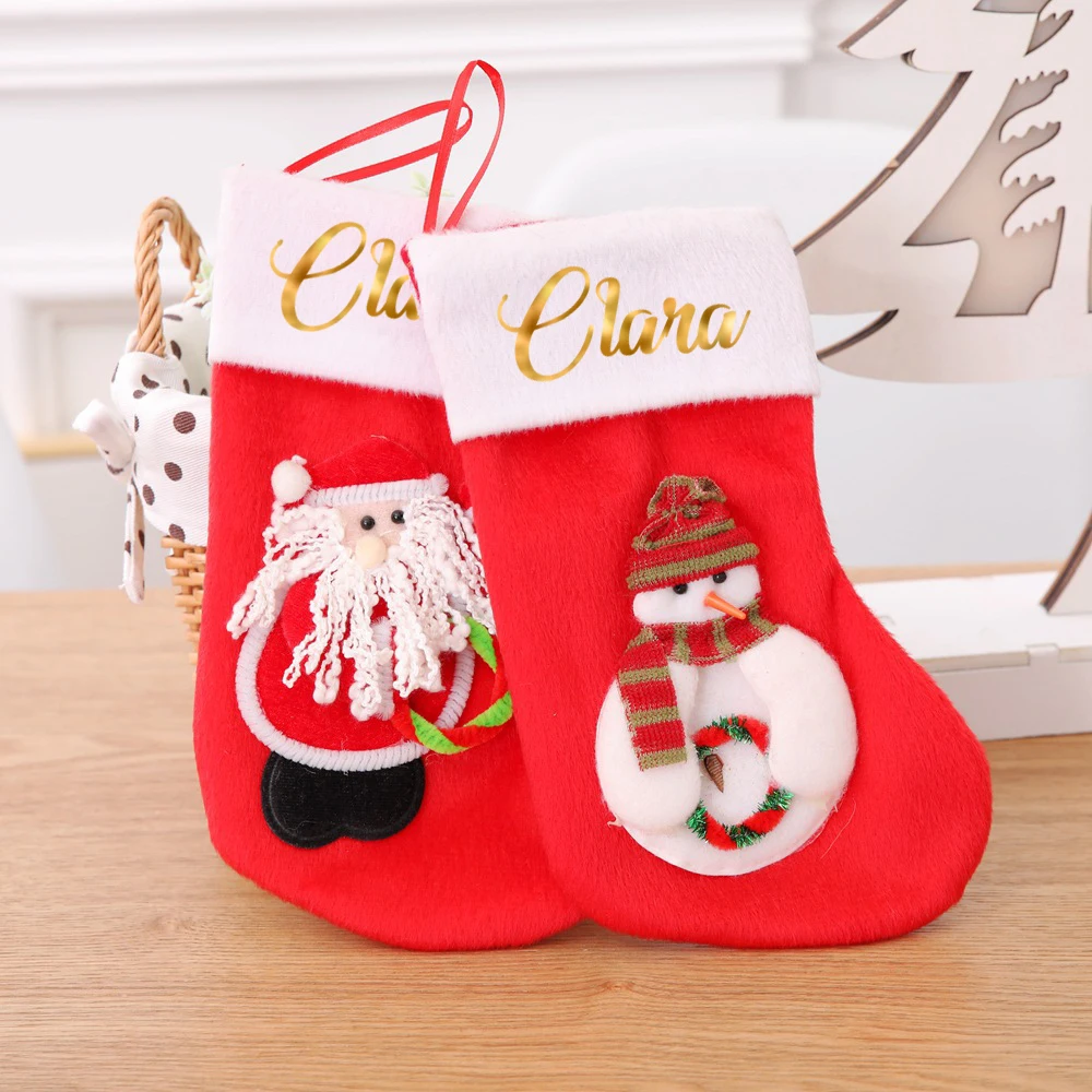 

Personalized Mini Christmas Stocking Kids Christmas Sack Gift Bag Custom Name New Year Xmas Home Decoration Candy Storage Bag