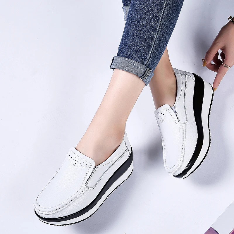 

Women Flats Platform Shoes Women Elegant Genuine Leather Shoes Woman Autumn Slip On Casual Flat Shoes Women Zapatos De Mujer