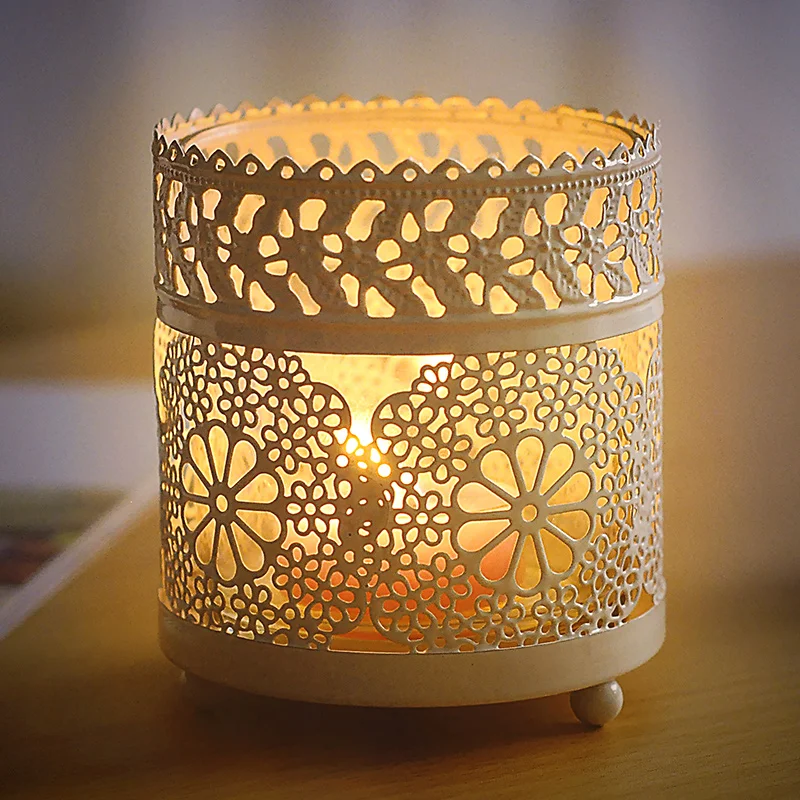 Романтический белый Железный Настольный подсвечник винтажный деревенский