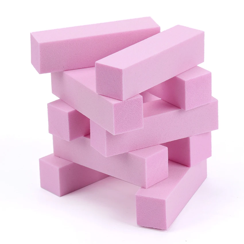 10 шт./компл. розовый четырехлицевая абразивная губка для ногтей буферы Блок