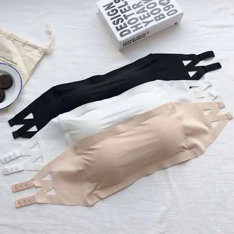 

Осенне-зимний Универсальный Дышащий Топ без бретелек с оборкой на груди топ-труба с защитой от сбоев короткий базовый тонкий бюстгальтер ни...