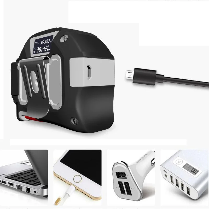 USB перезаряжаемая Лазерная лента измерительная электронная линейка лазерный