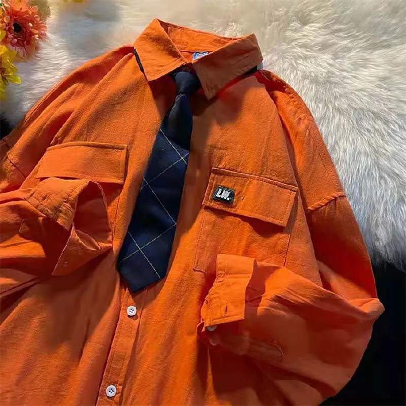 Мужская рубашка из 100% хлопка с длинными рукавами в гонконгском ретро стиле