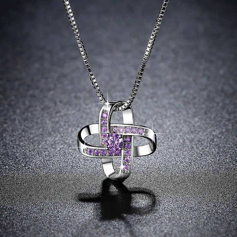 Женское креативное ожерелье инкрустированное прозрачным цирконием с серебряным