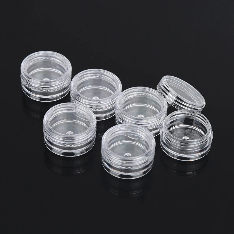 

100Pcs Cosmetic Jar 3/5g Small Empty Cosmetic Refillable Bottles Plastic Eyeshadow Makeup Face Cream Jar Pot Container
