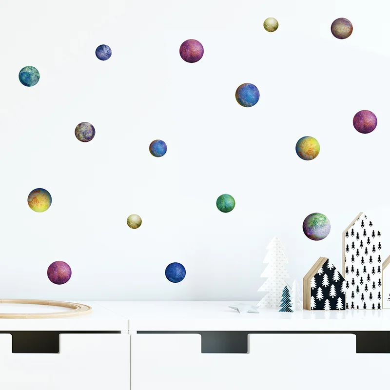 Eco-friendly Creative DIY Rainbow Cloud Planet Wall stickers for Kids room Kindergarten Baby Girl's Decals | Дом и сад