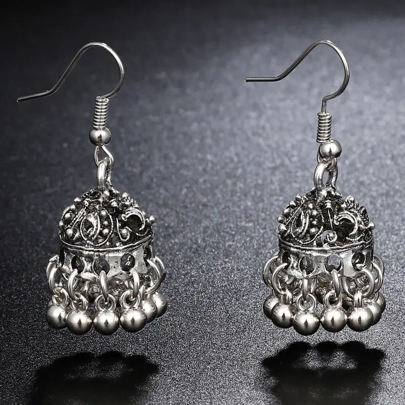 B antique silver Индийские Jhumka серьги «Слоник» цыганские ювелирные изделия в стиле ретро этнические бусины в античном стиле висячие серьги с кисточками для женщин богемный подарок - Окраска металла: B antique silver