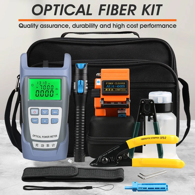 

FTTH Набор инструментов для оптического волокна 14 шт./компл. AUA-60S волоконный Тесак-70 ~ + 10dBm оптический Мощность метр 5 км лазерная ручка