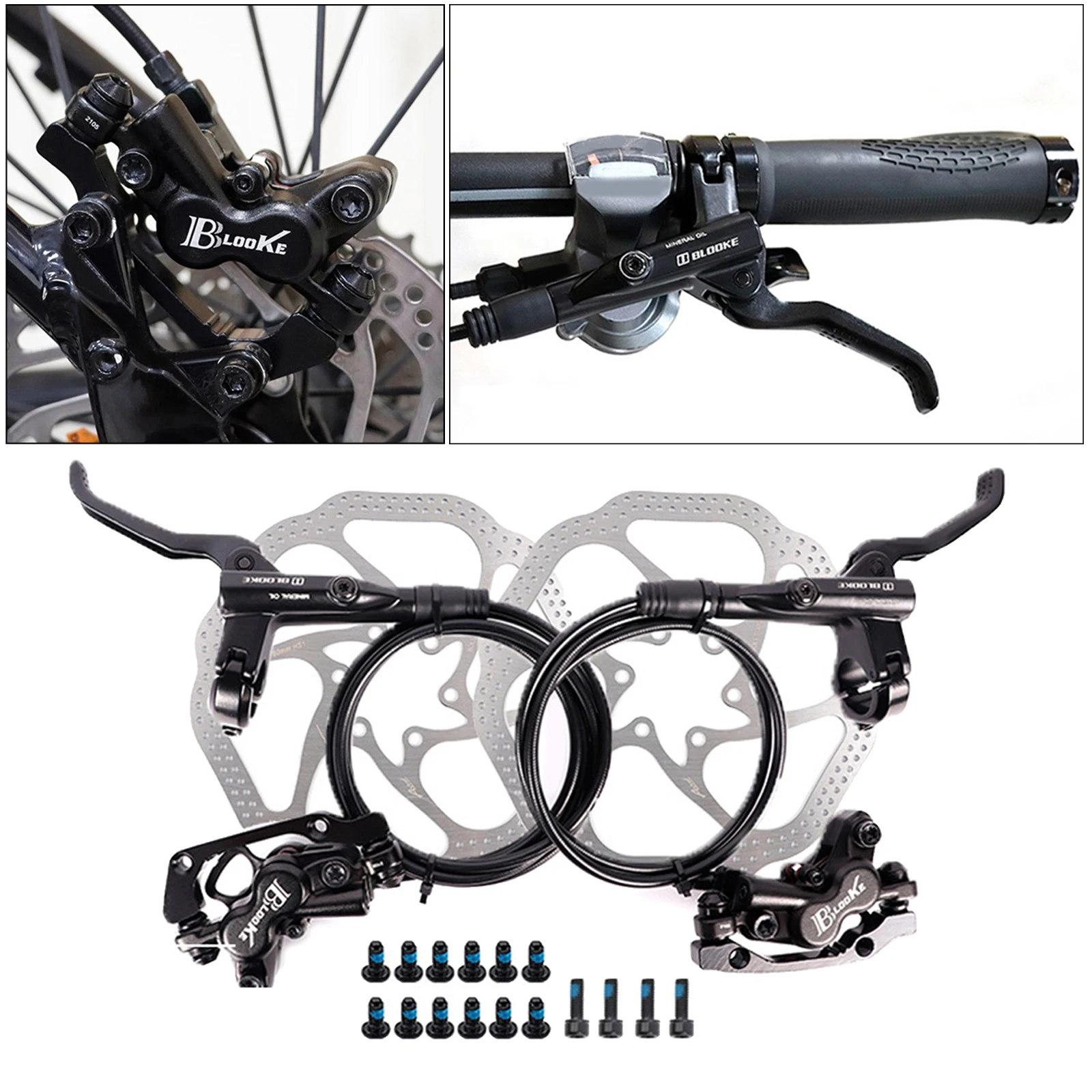 

Hydraulic Disc Brakes Mountain Bike Sets MTB Disc Brake Front & Rear Lever Set with Disc Rotor 160mm, Bolts