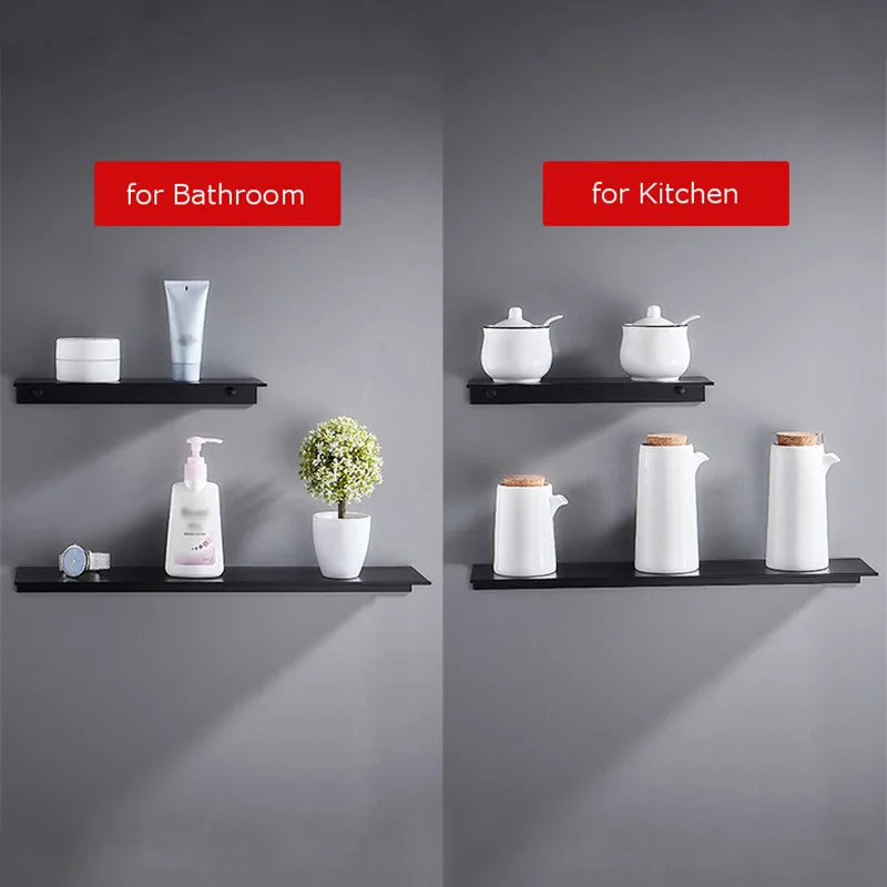 

Shower Shelf Bathroom Accessories Space Aluminum Black/White Bathroom Shelves Kitchen Wall Shelf Shower Storage Rack Organizer