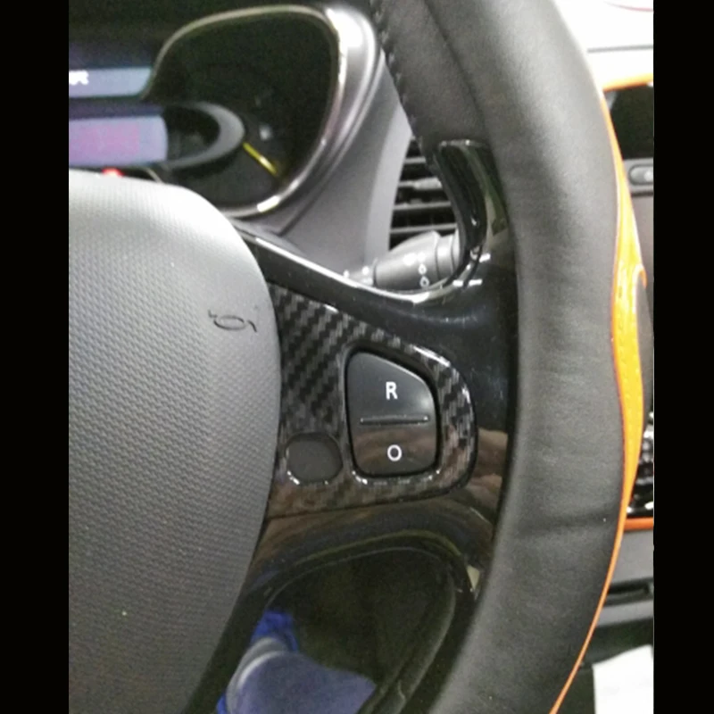 Для Renault Captur 2013- высокое качество ABS углеродное волокно Кнопка рулевого колеса Блестки молдинг крышка отделка Аксессуары 2 шт