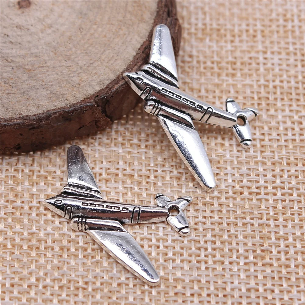 

free shipping 38pcs 25x31mm antique silver aircraft charms diy retro jewelry fit Earring keychain hair card pendant accessories