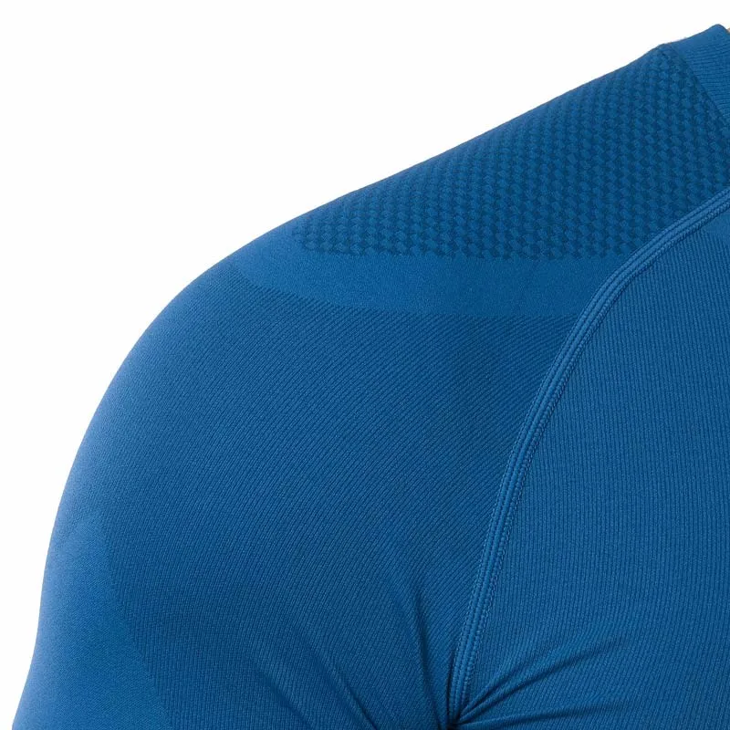 Брендовая компрессионная рубашка 2016 модная синяя мужская приталенная стильная