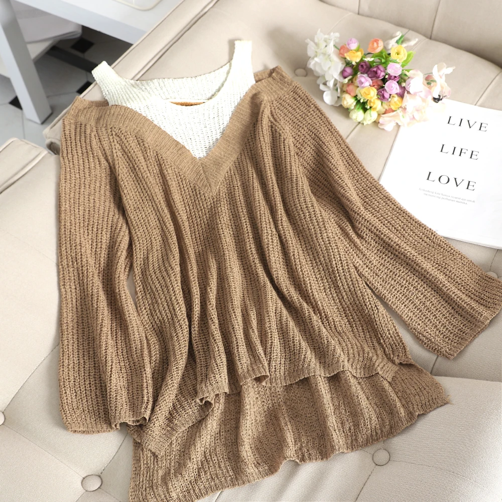 SINGRAIN корейский стиль Женский Полосатый пуловер с вырезом в виде буквы V Осень