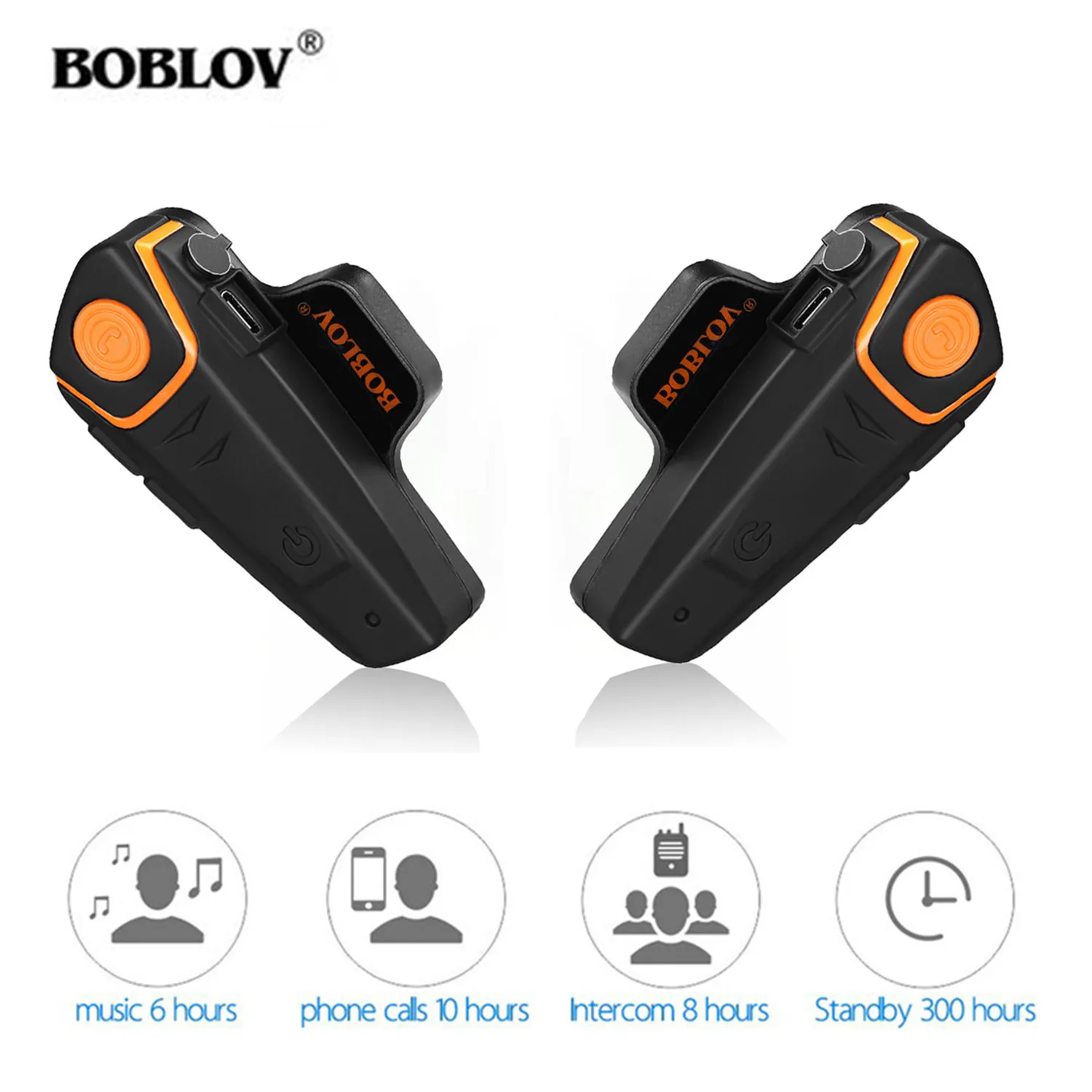 Мотоциклетная гарнитура BOBLOV BT-S2 1000m для шлема с громкой связью Bluetooth BT
