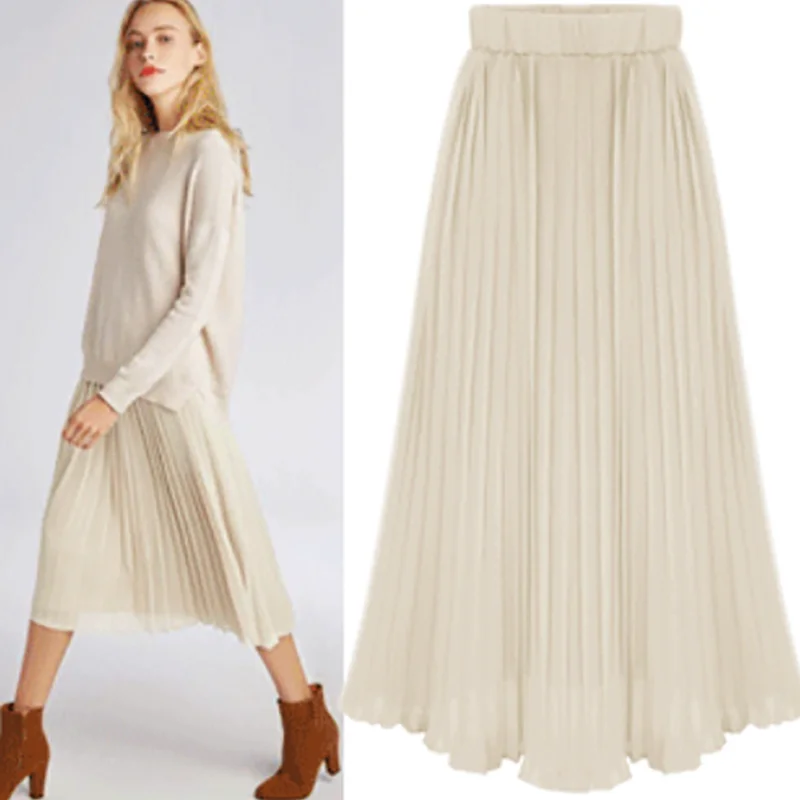 

JHBeute модная юбка с высокой талией на 2020 год, универсальная плиссированная юбка, складная универсальная шифоновая юбка с завышенной талией y2k