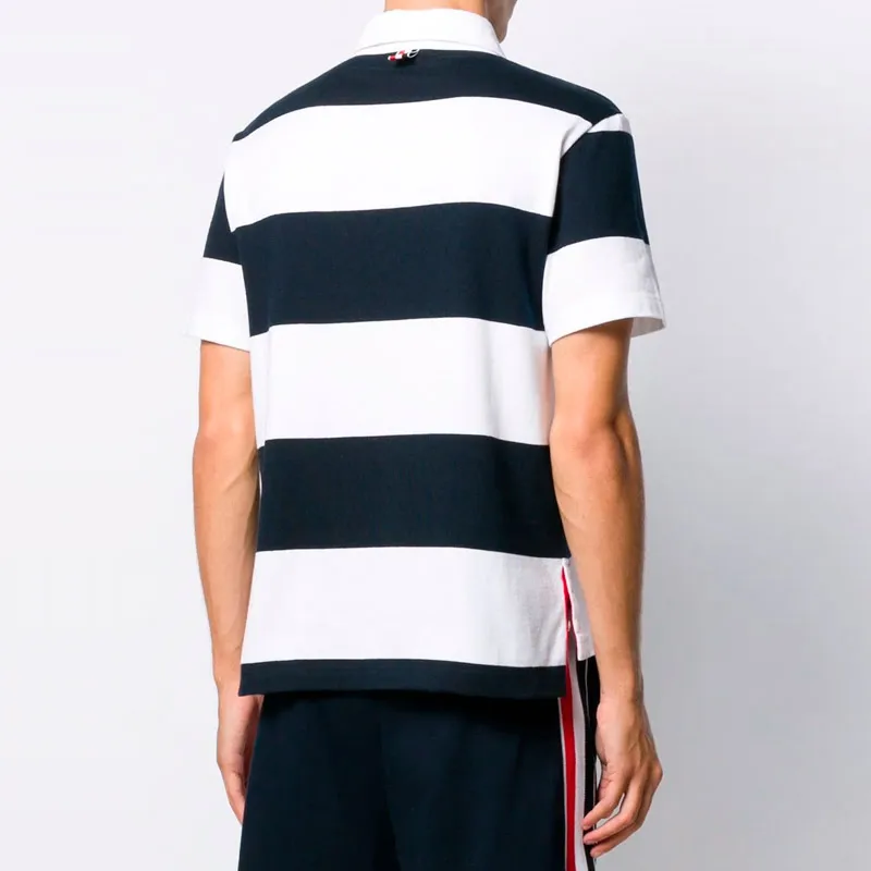 

TB 2021 Fashion Brand Polo Shirts Men Casual Blue White Stripes Cotton Polo Summer Short Sleeve High Quantity Polo Clothing