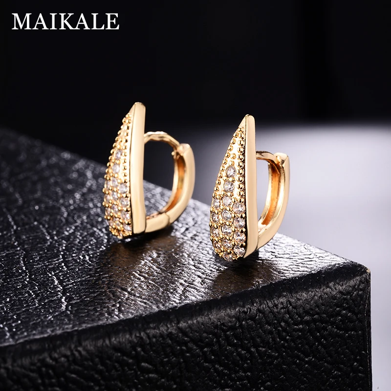 MAIKALE, классические серьги-гвоздики, AAA, кубический цирконий, форма капли воды, золото, серебро, корейский цвет, серьги для женщин, подарок другу
