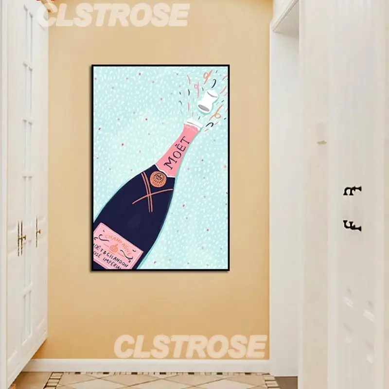 

Bottle Canvas Painting Blue Pink Bottle Nordic Still Life Modern Fashion Printing Poster Home Decoration for Restaurant Kitchen