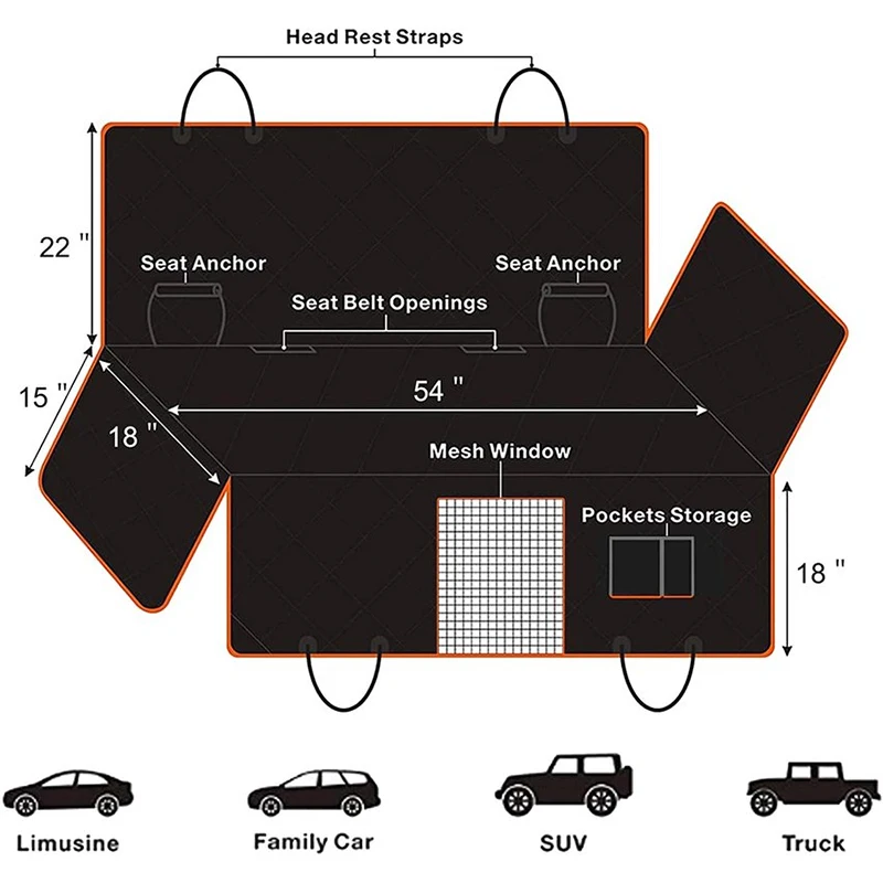 

Dog Car Pet Outing Travel Mat Anti-dirty Waterproof Cushion Net Dog Car Hammock Cushion Cushion Cushion Protection Dog Beds