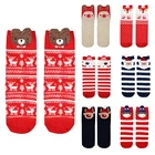 1 пара носков с веселым Рождеством теплые зимние чулки с милым мультяшным рождественским оленем в полоску для женщин на новый год 2021 Рождественский подарок Noel Navidad