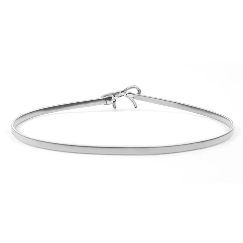 Ремень с бантом Женский металлический пояс-стрейч спереди узкий эластичный пояс