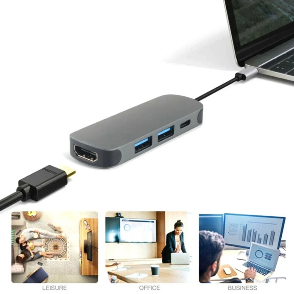 

Type C HUB To PD USB Multiport Adapter USB C To 4K HDMI UHD Converter Port HUB