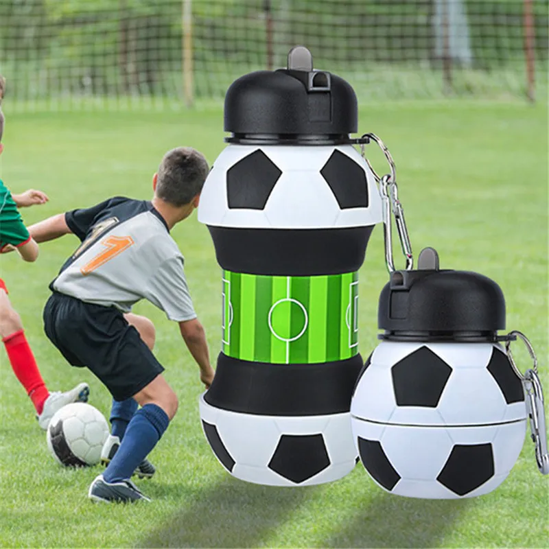 

Football Fold Water Bottle Sports Bottle Leak Proof Portable Silica gel Kettle Eco-Friendly Travel Office School Kids Adult