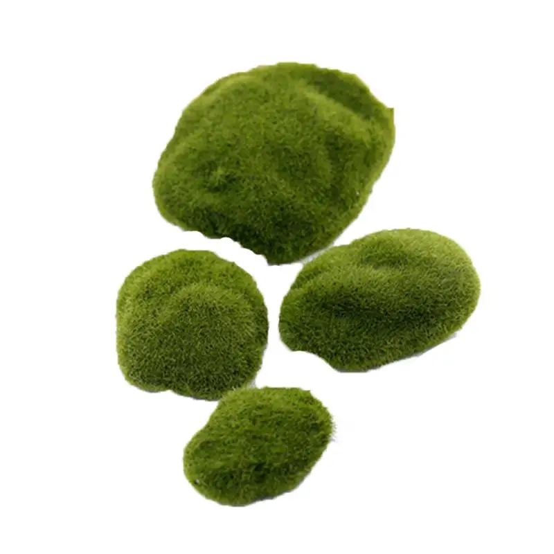 Искусственные моховые камни декоративные покрытые зеленым Мохом микропейзаж