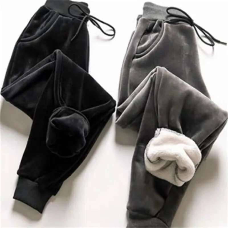 

Autumn Women Winter Lamb Cashmere Pants Slim Pant Sweatpants Solid color Casual Trousers Warm Pants Pants Thick Fleece 2020 New