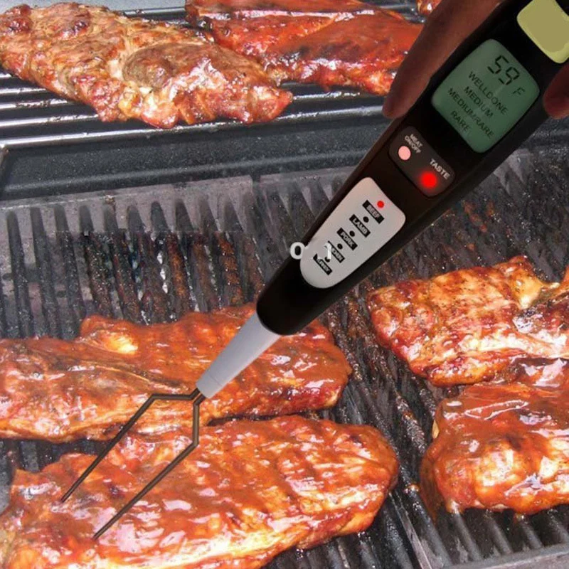 

Hand-Held Barbecue Thermometer Kitchen Baking Tools Barbecue Skewers Utensils Double Fork Barbecue Fork