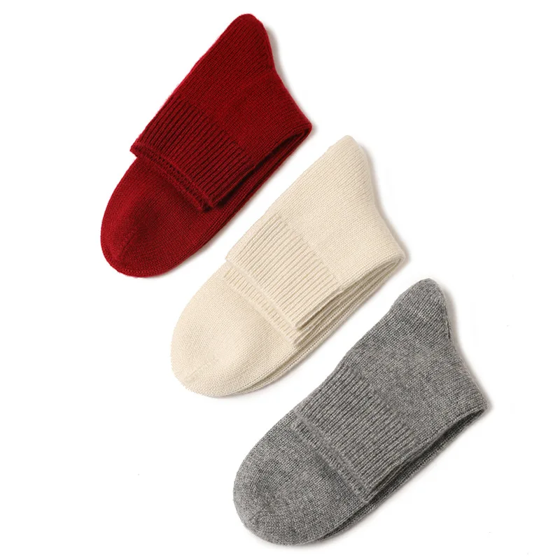 SHUCHAN 1pair 100% cashmere socks winter keep warm knit Simple Beauty High Quality Autumn Winter Socks