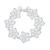 new 925 sterling silver bracelet fashion flower bracelet for woman charm jewelry wedding gift
