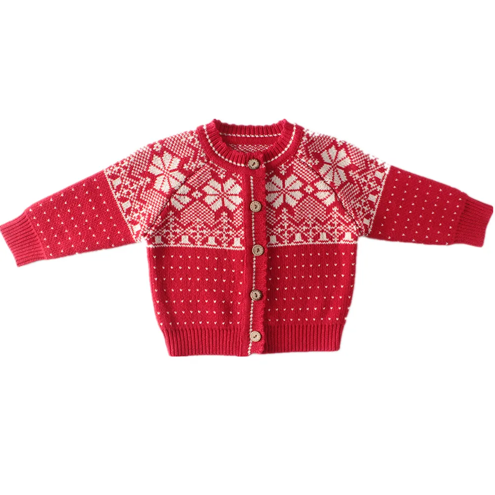 Плотное зимнее красное рождественское пальто с хлопком Детский кардиган для