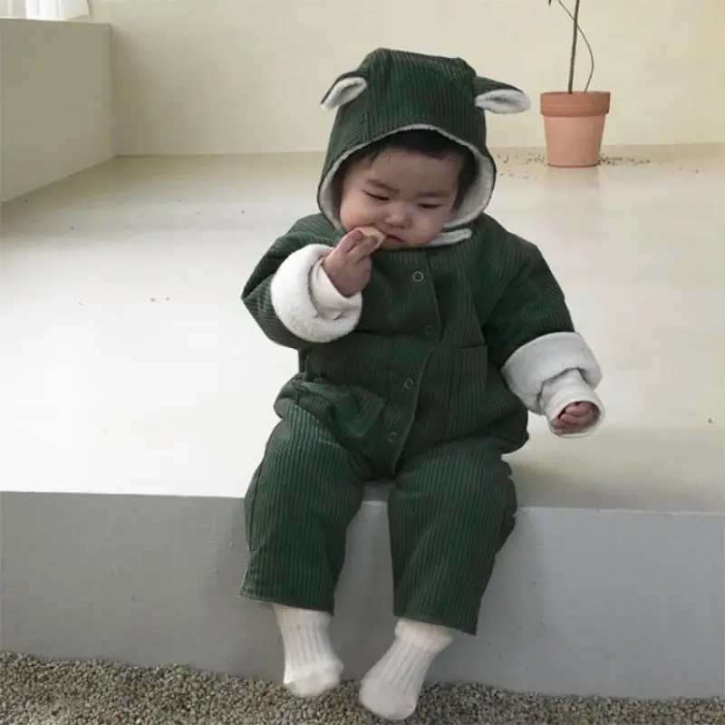 

Флисовый вельветовый комбинезон с капюшоном для маленьких девочек и мальчиков