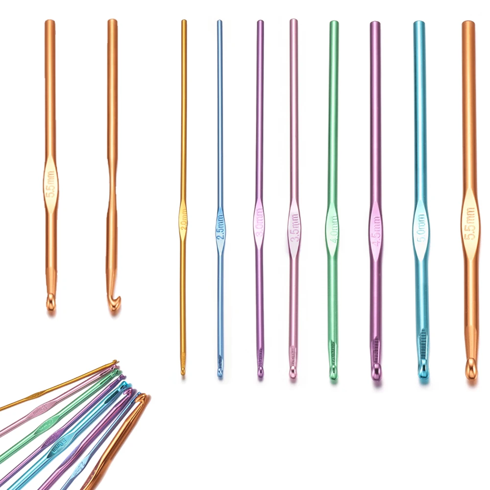 

8Pcs/Lot 2-5.5mm Crochet Hooks Set Multicolor Aluminum Handle Knitting Needles Craft Yarn For Weave Jewelry Making Tools