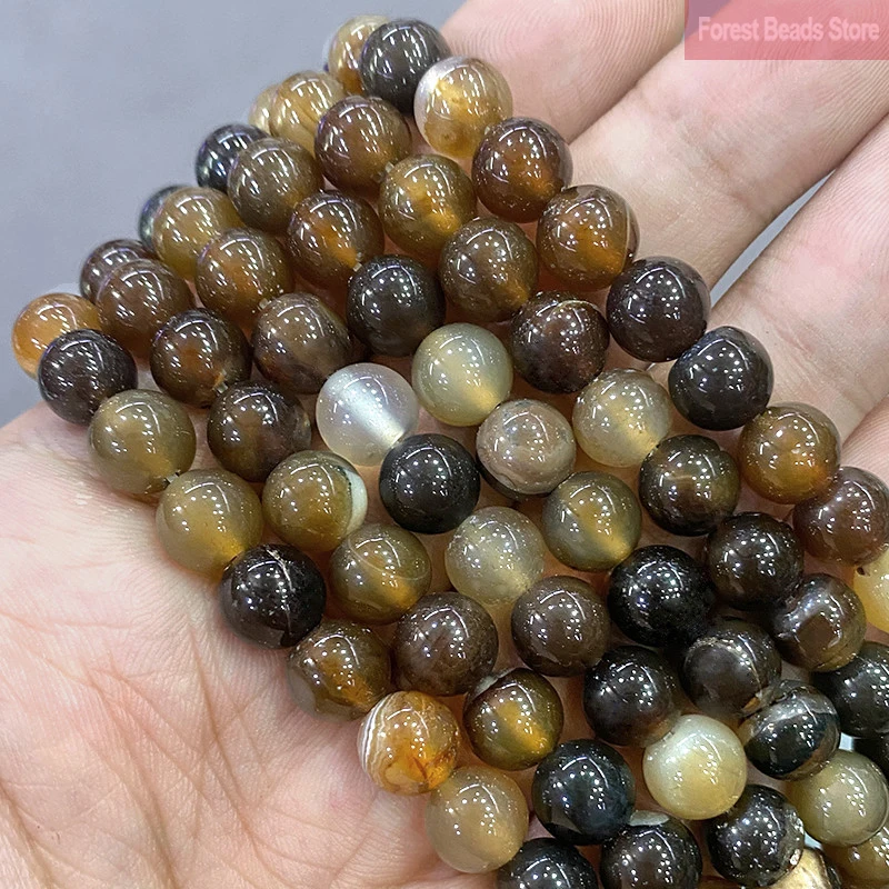 Кофе коричневый Агаты натуральный камень круглые бусины DIY браслет ожерелье