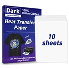 Термопереводная бумага а4 для темной ткани, 10 листов, 100% хлопок, для футболок для всех струйных принтеров
