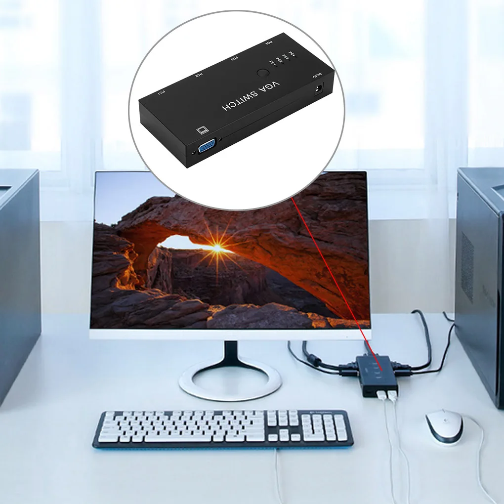 Коммутатор VGA 4 в 1 выключатель для видеосигнала HD усилитель сигнала разветвитель