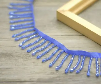 Blue Хрустальный кулон из бисера кружевной отделкой кисточкой DIY сценическая одежда домашний занавес свадебные декоративные аксессуары - Цвет: Blue