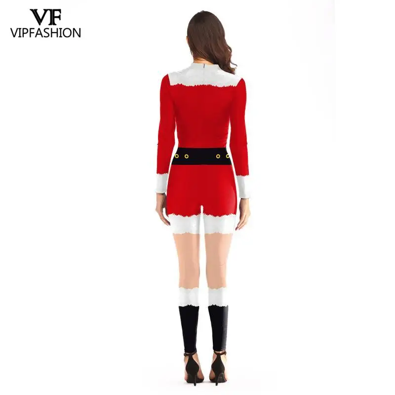 VIP модный Рождественский костюм Санта Клаус поясом комбинезон с принтом