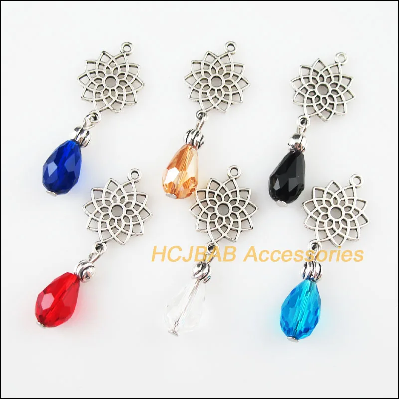 Модные 12 Новые Подвески с цветком лотоса Тибетский серебристый цвет смешанные