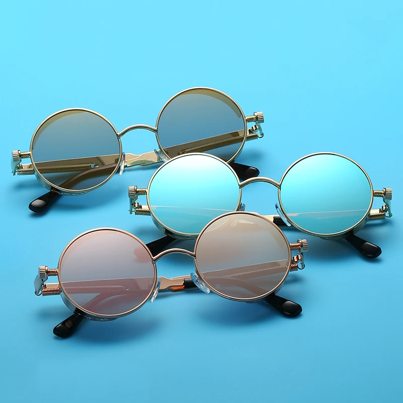 Новые Круглые Солнцезащитные очки 6631 металлический тренд весенние зеркальные