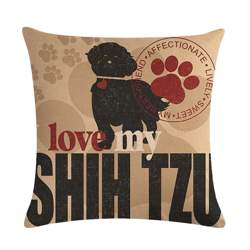 Cushion cover funny patterns cute dogs printed pillow letter printing for home decor cotton case | Дом и сад