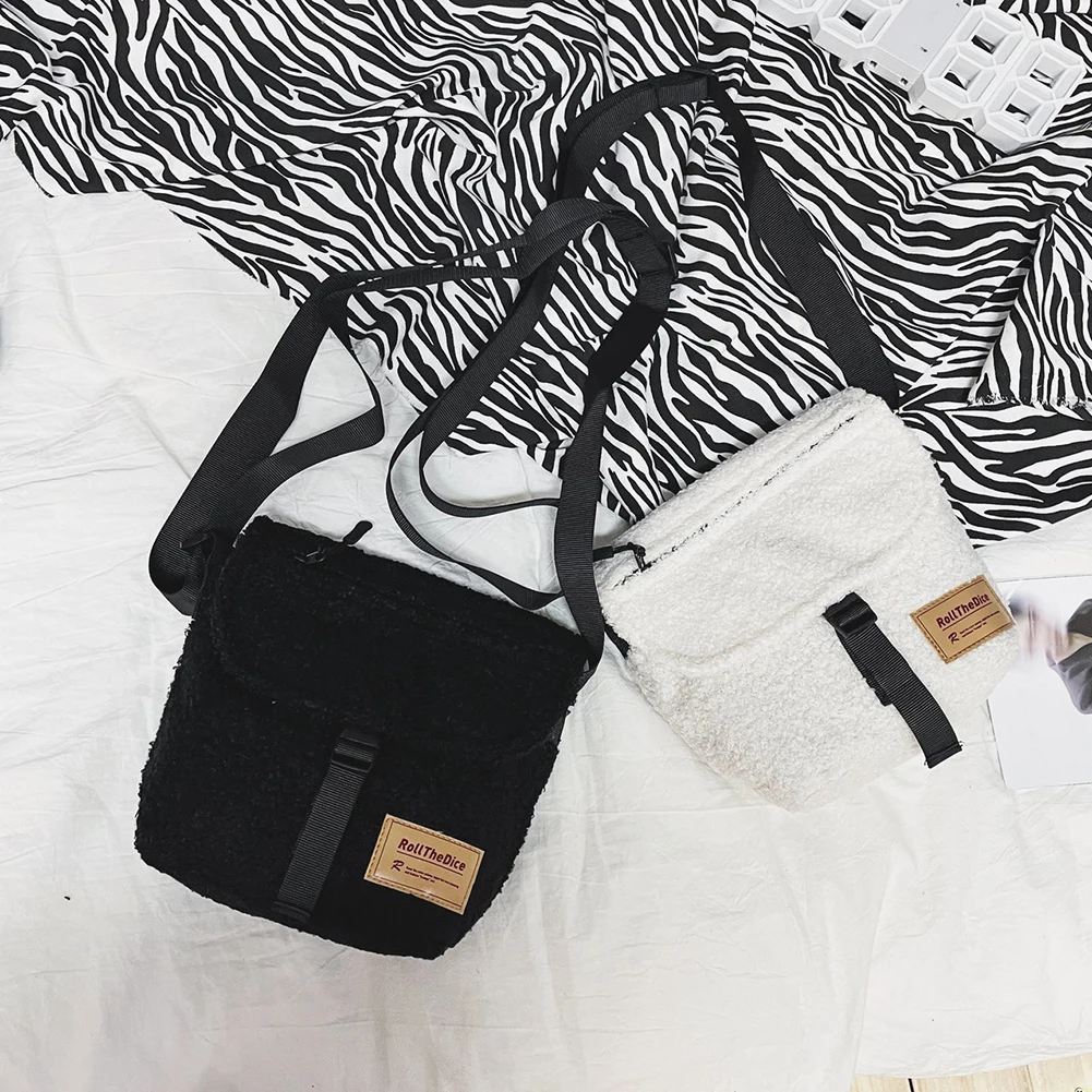 

Женская сумка через плечо, плюшевая однотонная сумка через плечо, Модный зимний осенний зеркальный держатель для мобильного телефона