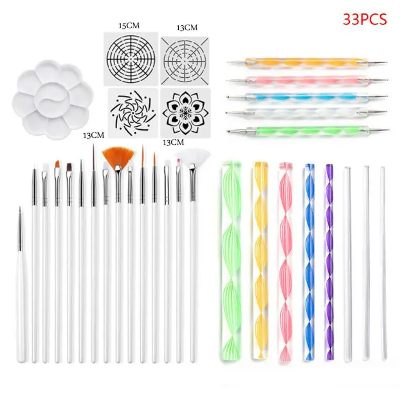 

33pcs/set Mandala Dotting Tools for DIY Painting Rock Pottery Stencil Template U4LD