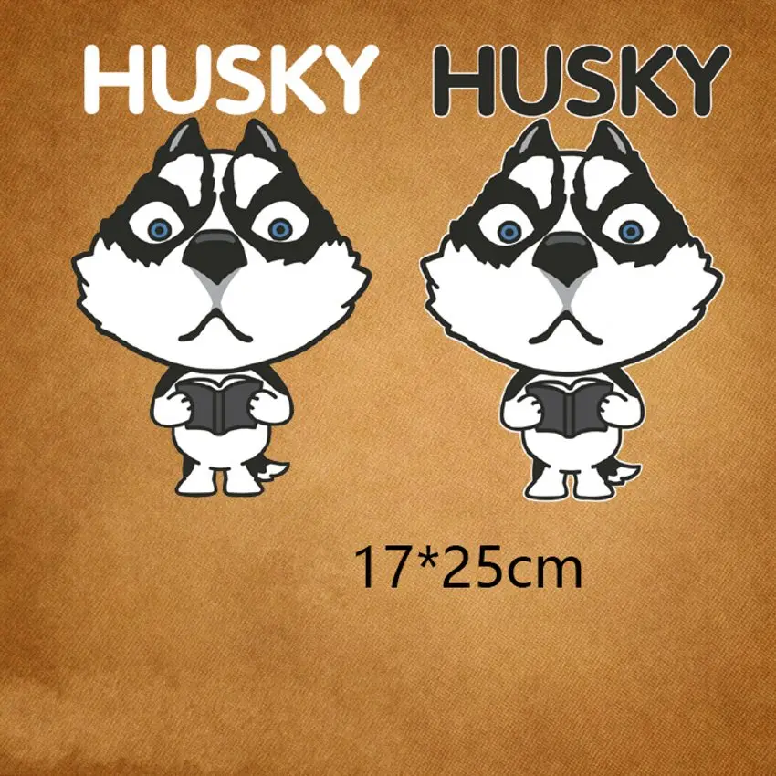 

25x17cm Fashion Husky dog Iron on Patches For DIY Heat Transfer Clothes T-shirt Thermal transfer stickers Decoration Printing